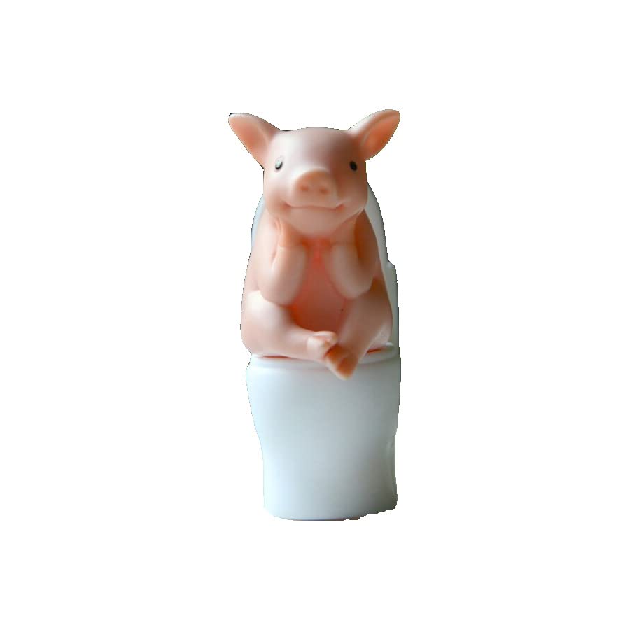 Gemmia Miniature Fairy Garden Pig Figurines- Toilet Thinking Pig (PVC Material Only 24g)