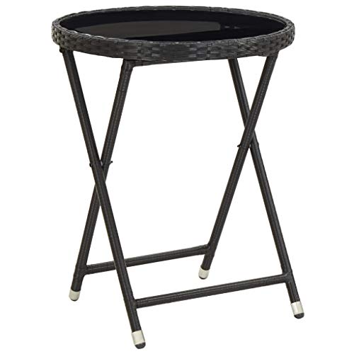 vidaXL Bistroset 3-TLG. Gartenmöbel Balkonset Balkonmöbel Sitzgruppe Gartenset Gartengarnitur Tisch Stühle Poly Rattan Hartglas Schwarz – Bild 8