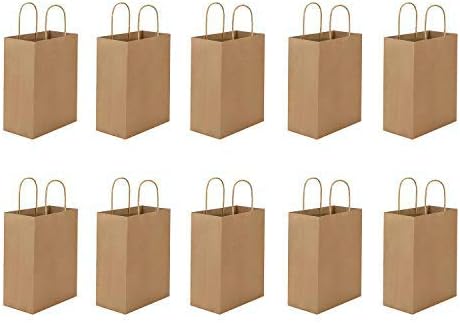 10pcs Kraft Paper Bags Hen Party Bags Bride Gift Birthday Bag with Braided Handle Shopping Tote Bag for Birthday Wedding Baby Shower Halloween Christmas Party Supplies Tote Bag