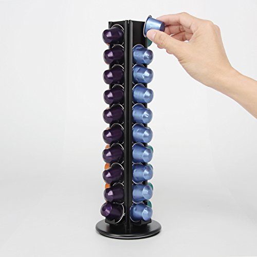 Capsule Storage Rack Rotatable ,Coffee Pod Holder ，Shelves Metal Steel for 40 Cups Nespresso,Iron ,Black (40 Pods) - Thumbnail 2