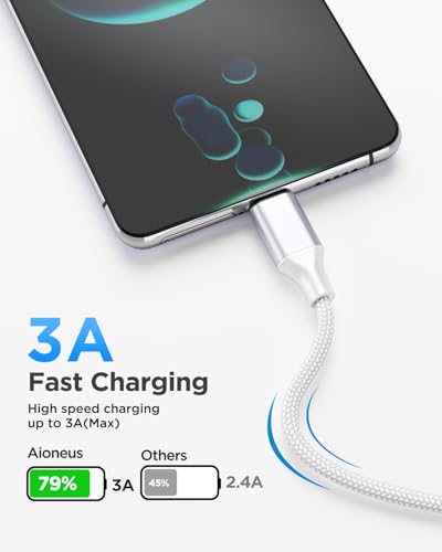 Aioneus Type C Cable 2M USB C Cable Nylon Braided USB C Cord Fast Charging USB to Type C for iPhone 17 16 15 Pro Max Air, Galaxy S25 S24, iPad, MacBook Pro, Switch, Huawei, PS5, etc