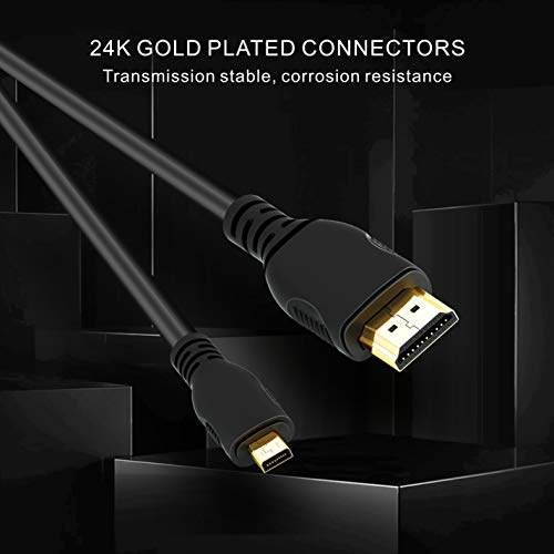 Micro HDMI to HDMI Adapter Cable, Wenter 6.5ft/2M Micro HDMI to HDMI Cable (Male to Male) for Gopro Hero and Other Action Camera/Cam with 4K/3D Supported