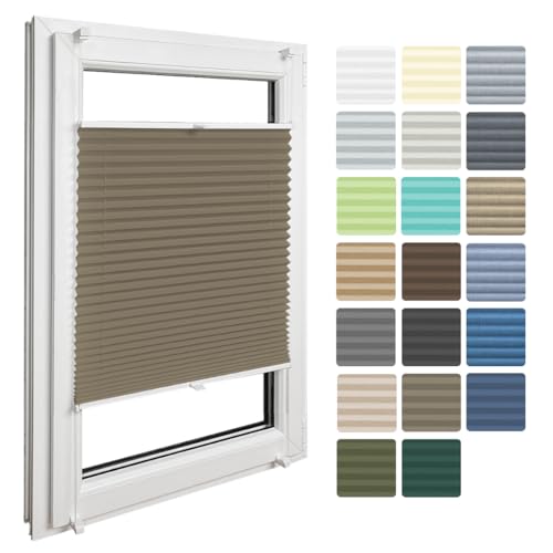 Home-Vision Premium Plissee ohne Bohren Klemmfix Chocolate B125 x H150cm