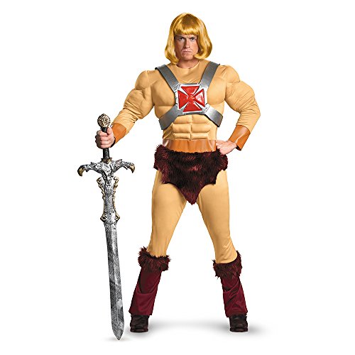 Disguise Masters Of The Universe He-Man Classic Muscle Mens Adult Costume, Tan/Brown, XX-Large/50-52
