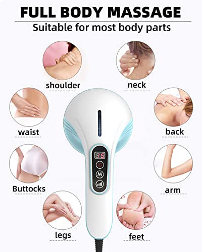 Sinxroil Handheld Cellulite Remover Massager,Electric Body Sculpting Machine Portable Body Shaper Abdominal Massage with 8 Replacement Massage Heads for Neck Back Shoulder Arm Foot (Blue)