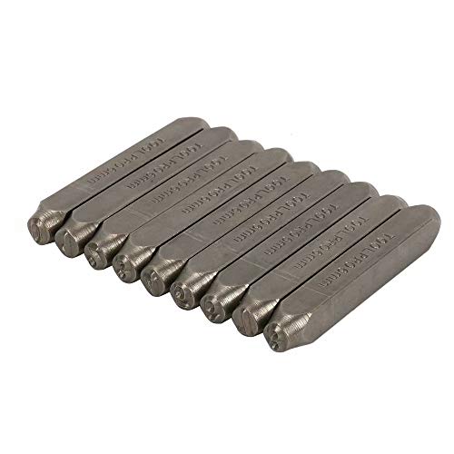 1/4" 6mm High Hardness Carbon Uppercase Number Metal Stamp Steel Reverse Punch Set DIY Tool for Mold Metal Wood and Leather 9Pcs(0-9)