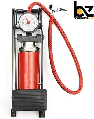 Buyerzone Portable High Pressure Tire Air Pump Foot Inflator with Gauge for Car Vehicle Motorcycle Bicycle Ball(Assorted Color)