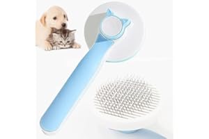 YHFAIFBU Cat Brush with Release Button Cute Pet Hair Massager,Cepillo Para Gatos,Cats Grooming Comb for Shedding or Furminator(blue)