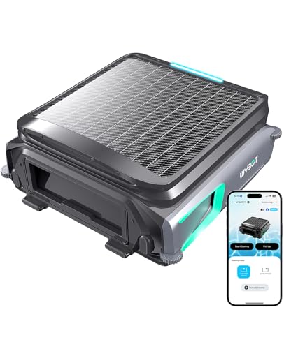 F1 Skimmer Piscina Fuori Terra Duale (Solare + Batteria), Pulisce La Superficie dell’Acqua, Controllo Tramite App, Funziona 24h, per Tutti I Tipi di Piscina-Robot Piscina Senza Fili,Verde Oliva