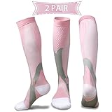 Compression Socks for Men & Women(2 Pairs) (Pink)