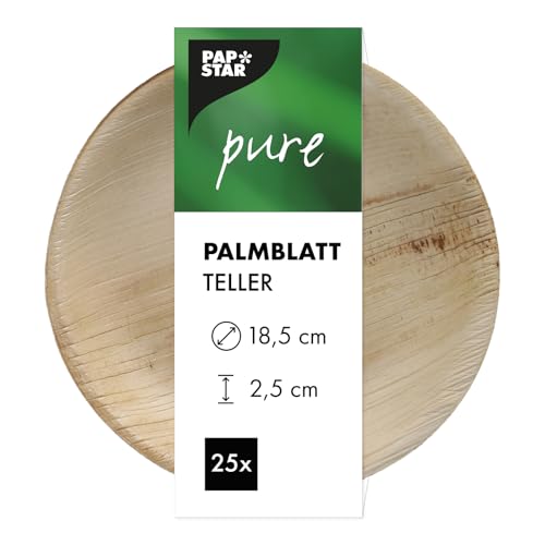 PAPSTAR 25 platos redondos de hoja de palma Pure Ø 18,5 cm... en promo sur Amazon