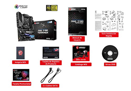 MSI-MAG-Z490-Tomahawk-Placa-Base-Arsenal-Gaming-10th-Gen-Intel-Core-LGA-1200-Socket-DDR4-CF-Doble-Ranura-M2-USB-32-Gen-2x2-Type-C-25G-LAN-DPHDMI-Mystic-Light-RGB