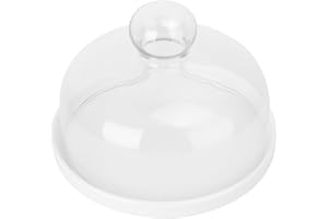 JOINPAYA Cake Tray with Food Cover, Dustproof Glass Dome, 16cm Lid and 7cm High Edge Plate for Baking