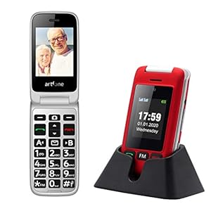 artfone-C10-Big-Button-Mobile-Phone-for-Elderly-Senior-Flip-Mobile-Phone-Dual-SIM-Unlocked-Card-with-24-Large-Screen-SOS-Button-Talking-Numbers-FM-Radio-Torch-and-Charging-Cradle-Red artfone C10 Big Button Mobile Phone for Elderly, Senior Flip Mobile Phone Dual SIM Unlocked Card with 2.4" Large Screen | SOS Button | Talking Numbers | FM Radio | Torch and Charging Cradle (Red)