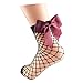 ZZIYEETTM 5 Pairs Cute Women's Black Mesh Short Ankle Socks Sexy Bow Fishnet Socks