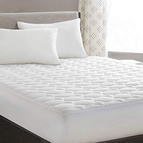 HYLEORY King Mattress Pad Cover Quilted Fitted with Stretches to 18" Deep Pocket White Cooling Hypoallergenic Mattress Topper Protector (Pack of 2)