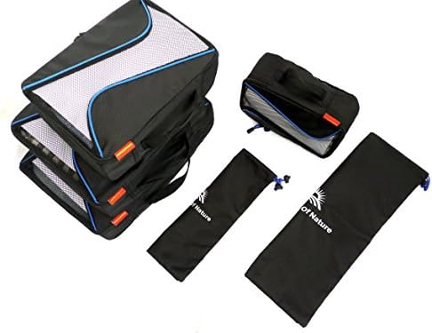 6 Pc Lightweight Packing Cube Set,Travel Luggage Organizer System ,Compression Pouches and Free Bonus -COSMETIC\SHAVING BAG , for Carry-on Luggage, Suitcase, and Backpacking