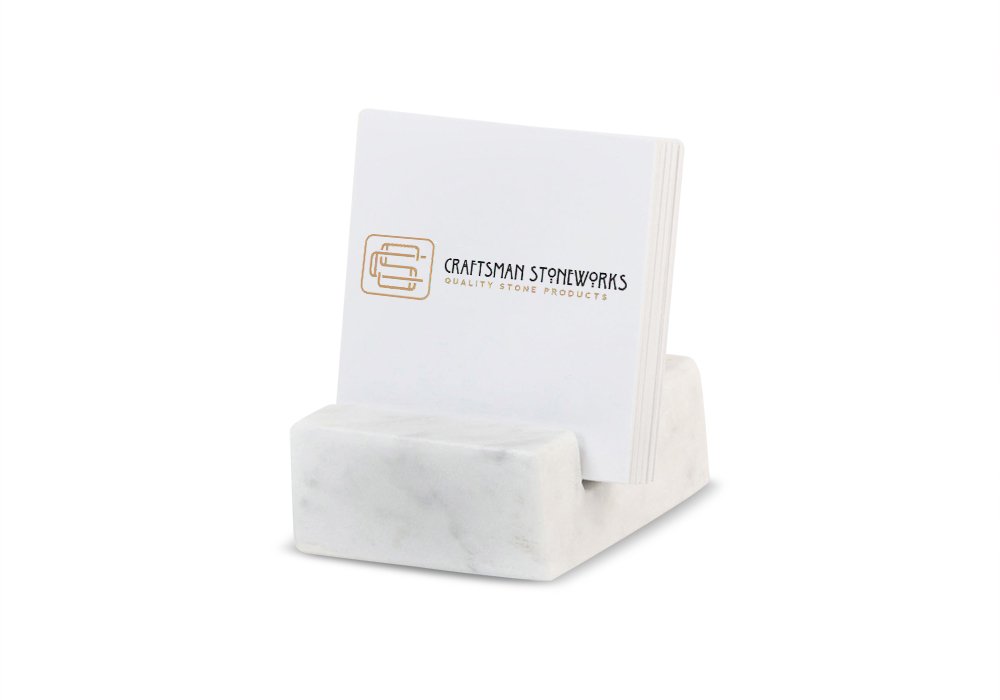 Square Business Card Holder made from White Carrara Marble Handmade