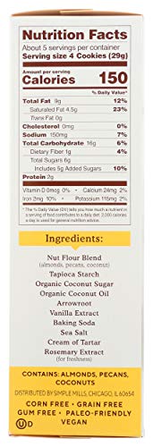 SIMPLE MILLS ALMOND FLOUR CRUNCHY COOKIES, TOASTED PECAN – GLUTEN FREE, VEGAN, HEALTHY SNACKS, MADE WITH ORGANIC COCONUT OIL, 5.5 OUNCE (PACK OF 1)
