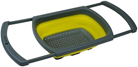 Kitchen Candy Collapsible Over the Sink Colander/Strainer, Yellow