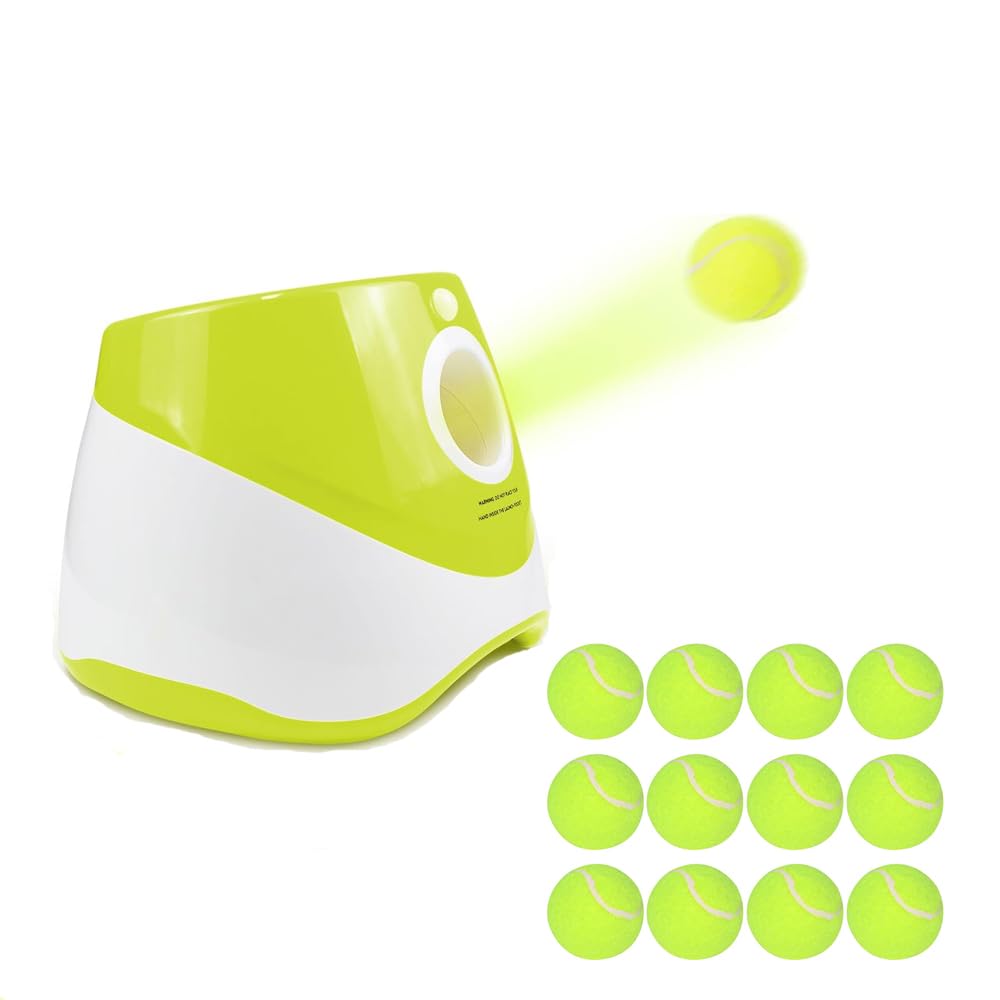 Photo 1 of RERBIO Dog Ball Thrower Launcher,Ball Launcher for Dogs with 12 Tennis Ball,Interacive Dog Toys Indoor Outdoor Adjustable Distance Settings Thrower Machine Perfect for Small Dogs, Light Green