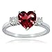 Ice Gems Sterling Silver Created Ruby Red and Heart Ring