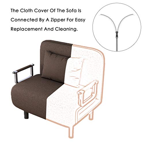 Folding Sleeper Chair Bed, Sofa Bed Single Sleeper Convertible Chair Lounger Couch Recliner Bed Easy to Carry and Move (Coffee) - Thumbnail 4