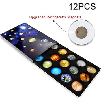 Ktdorns Planetary Fridge Magnets -12 Pack Refrigerator Magnets, Office Magnets, Calendar Magnet, Whiteboard Magnets,Perfect Decorative Magnet Set with Storage Box (Upgraded Refrigerator Magnets)