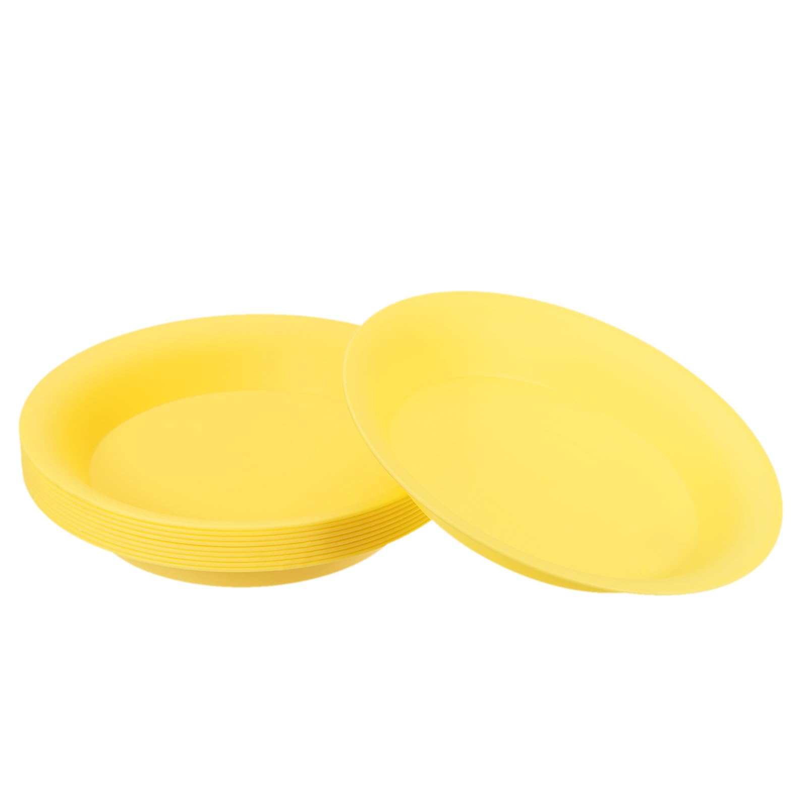 PATIKIL 8 Inch Plant Saucer Tray, 10 Pack Plastic Drip Tray Round Collects Excess Water Flower Pot Drainage Trays for Heavy Indoor Outdoor Pans, Yellow