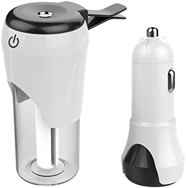 MFEEL Car Humidifier 50ML Essential Oil Diffuser, Cool Mist Aroma Diffuser With Usb Car Charger, Car Mini Aromatherapy Air Humidifier With Power-Off Protection Function (White)