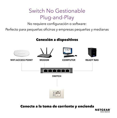 Netgear-XS505M-100EUS-Switch-de-Red-Unmanaged-Pro-no-gestionable-de-5-Puertos-10-GigabitMulti-Gigabit-Ethernet-con-1-Puerto-SFP