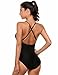 Ekouaer Women Sexy One Piece Swimsuit Straps Back Cross Monokini Bathing Suit (XXL, Black)