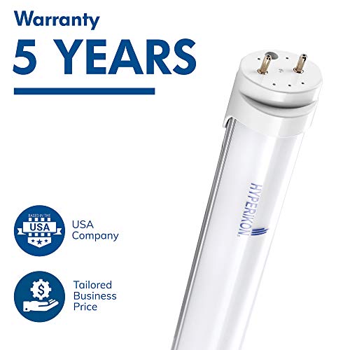 Hyperikon 4 Foot LED Tube, T8 T10 T12 40 Watt Replacement (18W), Dual End Ballast Compatible