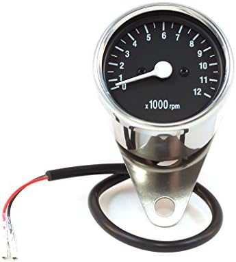 Universal 2.5" Chrome Mini Motorcycle Tachometer Gauge w/ Black Face (1:7 Ratio)