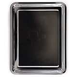 Teagas 17.5 x13.5 Inch Rectangular Thickened Stainless Steel Serving Tray for Ottoman Breakfast Dinner Baking BBQ