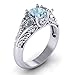 Dolland Women's Silver Oval Cut Natural Aquamarine Cubic Zirconia Ring Engagement Ring,6#