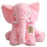 LOVOUS Super Soft Cute Big Stuffed Elephant Plush Doll, Baby Elephants Toys (Pink)