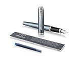 PARKER IM Fountain Pen, Light Blue Grey, Medium Nib with Blue Ink Refill, Gift Box (1931655)