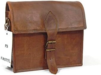 Fastyl Madi 9” Genuine Leather Cross Body Shoulder Sling Satchel Bag Handbags for Ipad Tab Tablet Vintage Men Handmade Women Brown