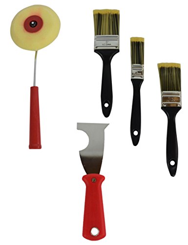 DIY Trimming Home Painters Bundle. Bundle includes 3 Multi-size Trimming Bristle Paintbrushes, 4" Foam Corner Edging Roller and 5 in 1 Tool - Get Paint Jobs Done Fast