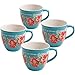 The Pioneer Woman Vintage Floral Teal 16-Ounce Mug Set, Set of 4