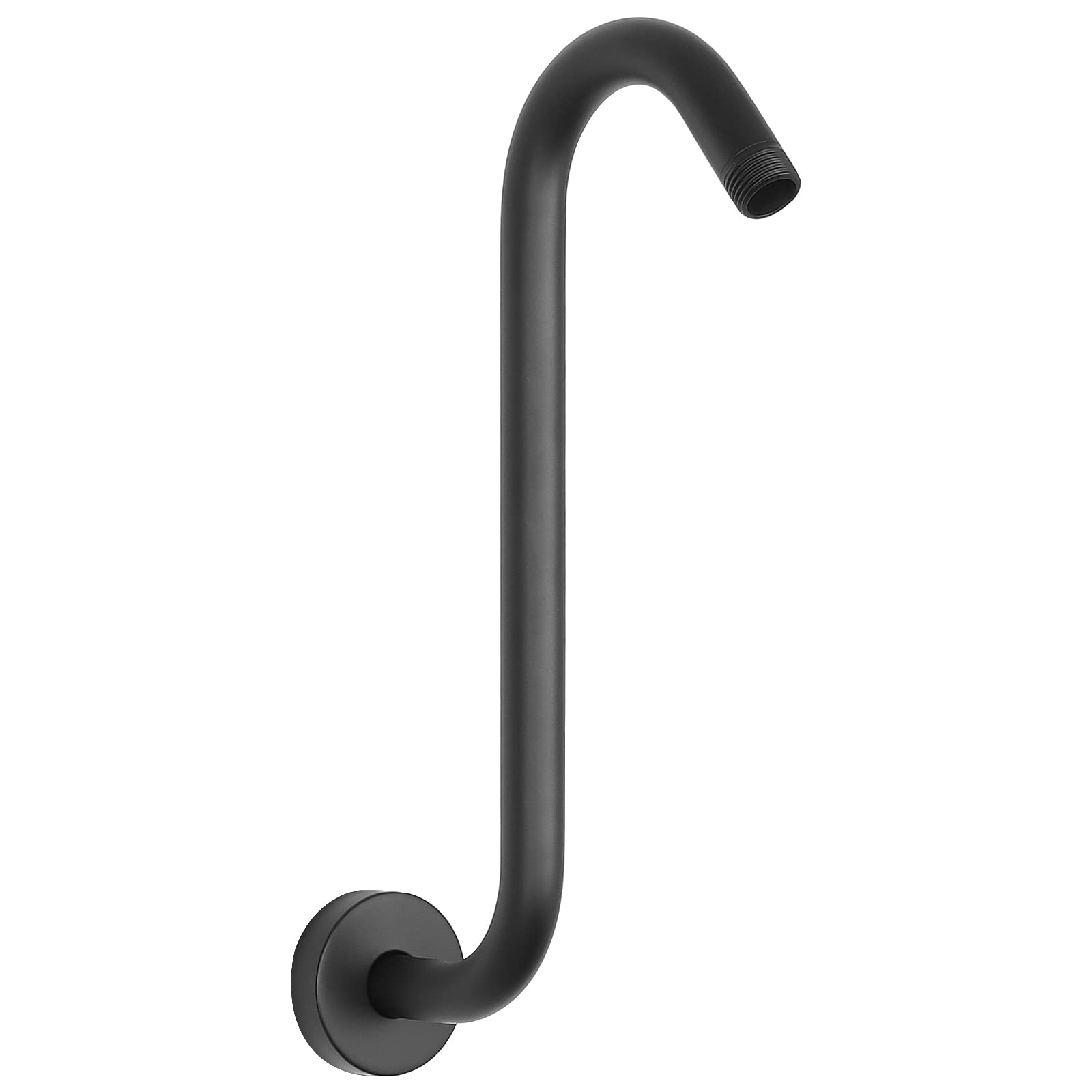 Photo 1 of HarJue S Shaped Shower Arm, High Rise Shower Head Extension Pipe Standard 1/2" Connection with Flange, Awesome Shower Experience-Stainless Steel Bathroom Accessory(13 Inch S Shape, Matte Black)