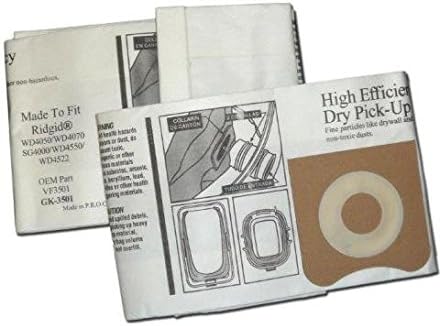 For Ridgid VF3501 High Efficiency Paper- Dry Pickup44; Pack of 10