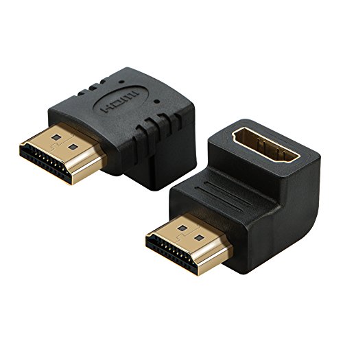 HDMI Male to Female Adapter,CableCreation 2 Pack 90 and 270 Degree Upward Angle HDMI to HDMI Converter, 4K 3D HDMI Extender for Roku,PS3,PS4,Fire Stick,Chromecast, Nintendo Switch,HDTV,Laptop,Xbox