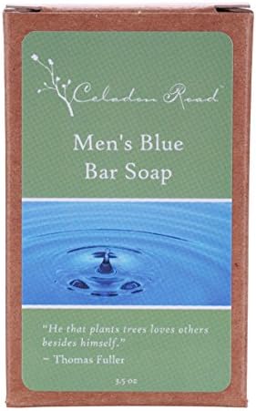 Celadon Road Men's Blue Bar Soap - Organic and All Natural Ingredients and Essential Oils - Sulfate and Paraben Free - Best Men's Soap - 3.5oz - Made in USA