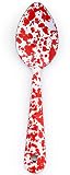 Enamelware 8 Inch Medium Spoon - Red Marble