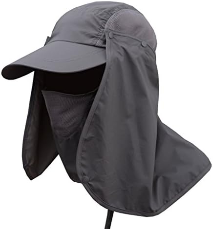 Sun Protection Hat Fishing Hat 360° UV Protection Sunscreen Removable Neck And Mask Adjustable Cap For Men/Woman Solar Protection UPF 50+ Hiking Fishing Outdoor Yard Garden Working (Dark Grey)