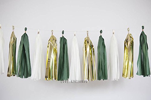 Amazon Com Ivory Gold Hunter Green Tassel Garland Hunter Green