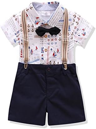 little boys Outfit,Bowtie Gentleman Suspender Clothing Set(5T)