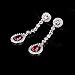 GULICX Silver Tone Ruby Color Red Jewelry Set Necklace Earrings Wedding Party Jewelry Silver Tone